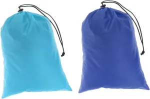 2X Camping Beach Waterproof Drawstring Bags Rolled Top Sacks Shoes Storage Pouches, Blue Light Blue