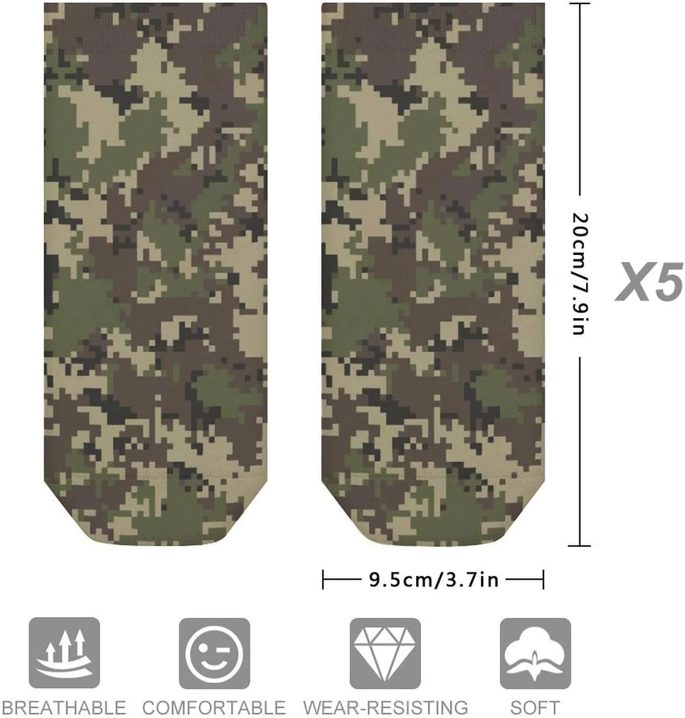 5 Pack Comfortable Ankle Socks, Casual No Show Low Cut Socks Funny Athletic Stretch Socks for Men Women Daily Wear