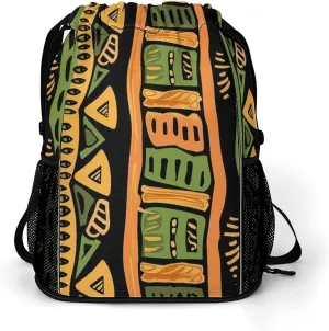 African Ethnic Patterns Drawstring Backpack String Bag Sports Gym Sackpack with Side Pocket Shoes Compartment