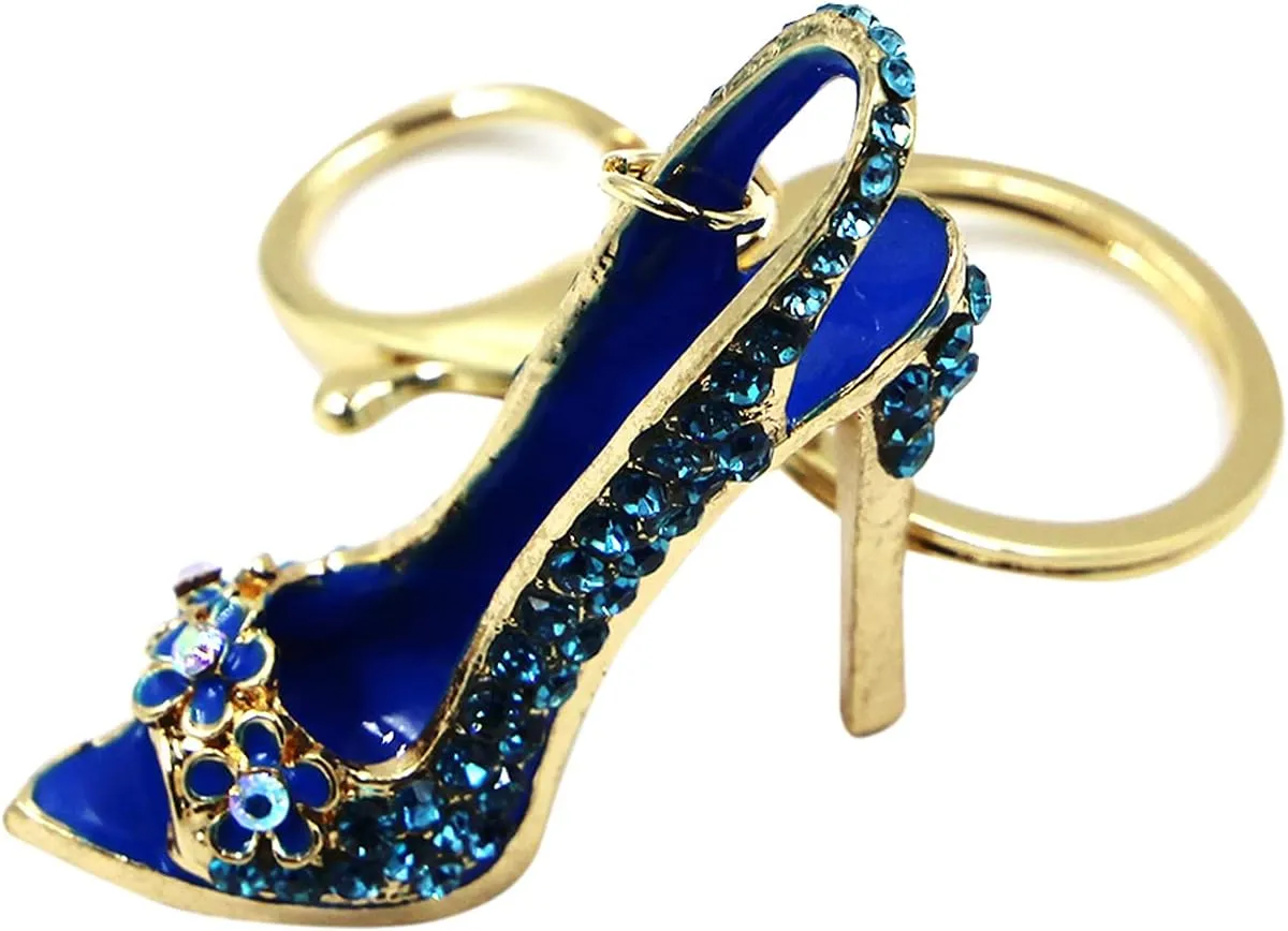 AIBEARTY Women Girls Crystal Rhinestone High Heel Shoes Keychain Keyring Fashion Car Bag Purse Charming Decoration Gifts