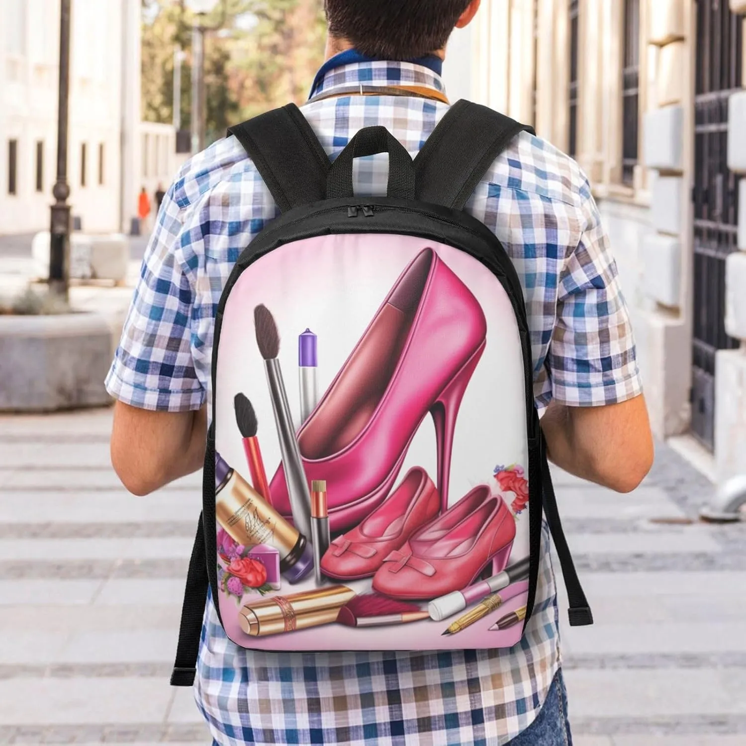 Backpack shoes and makeup Travel Casual Laptop Backpack 17 inch Waterproof Hiking Daypack for Men Women