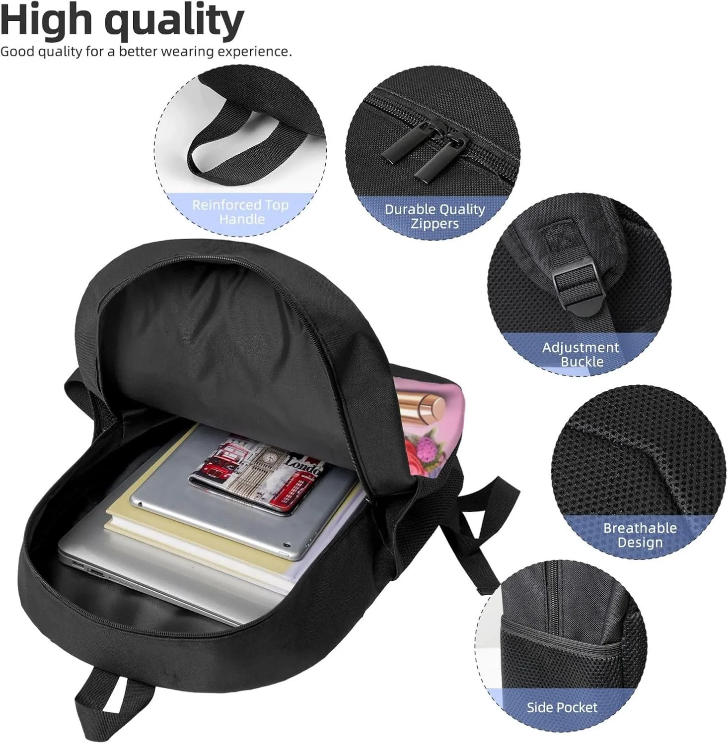 Backpack shoes and makeup Travel Casual Laptop Backpack 17 inch Waterproof Hiking Daypack for Men Women