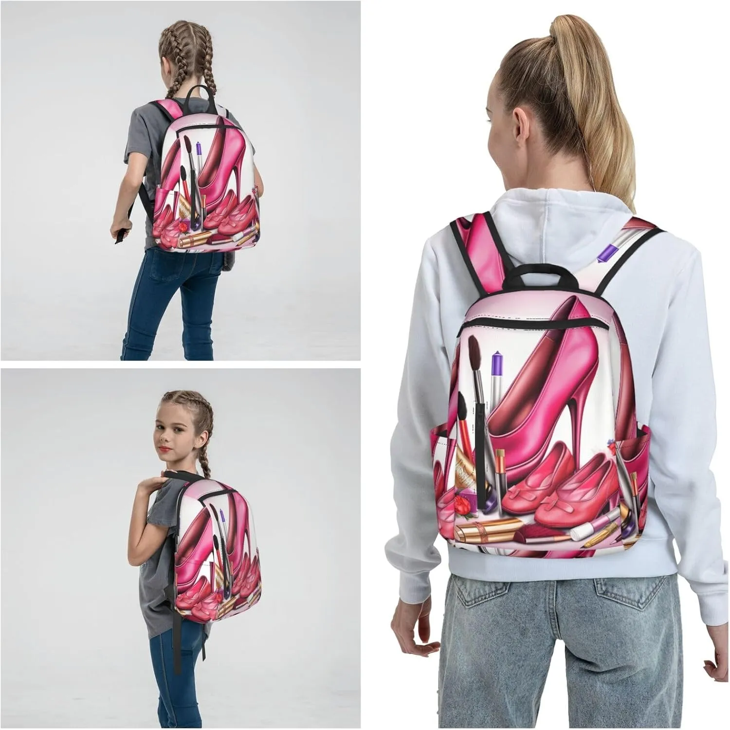 Backpack shoes and makeup Travel Casual Laptop Backpack Adjustable Hiking Daypack for Men Women