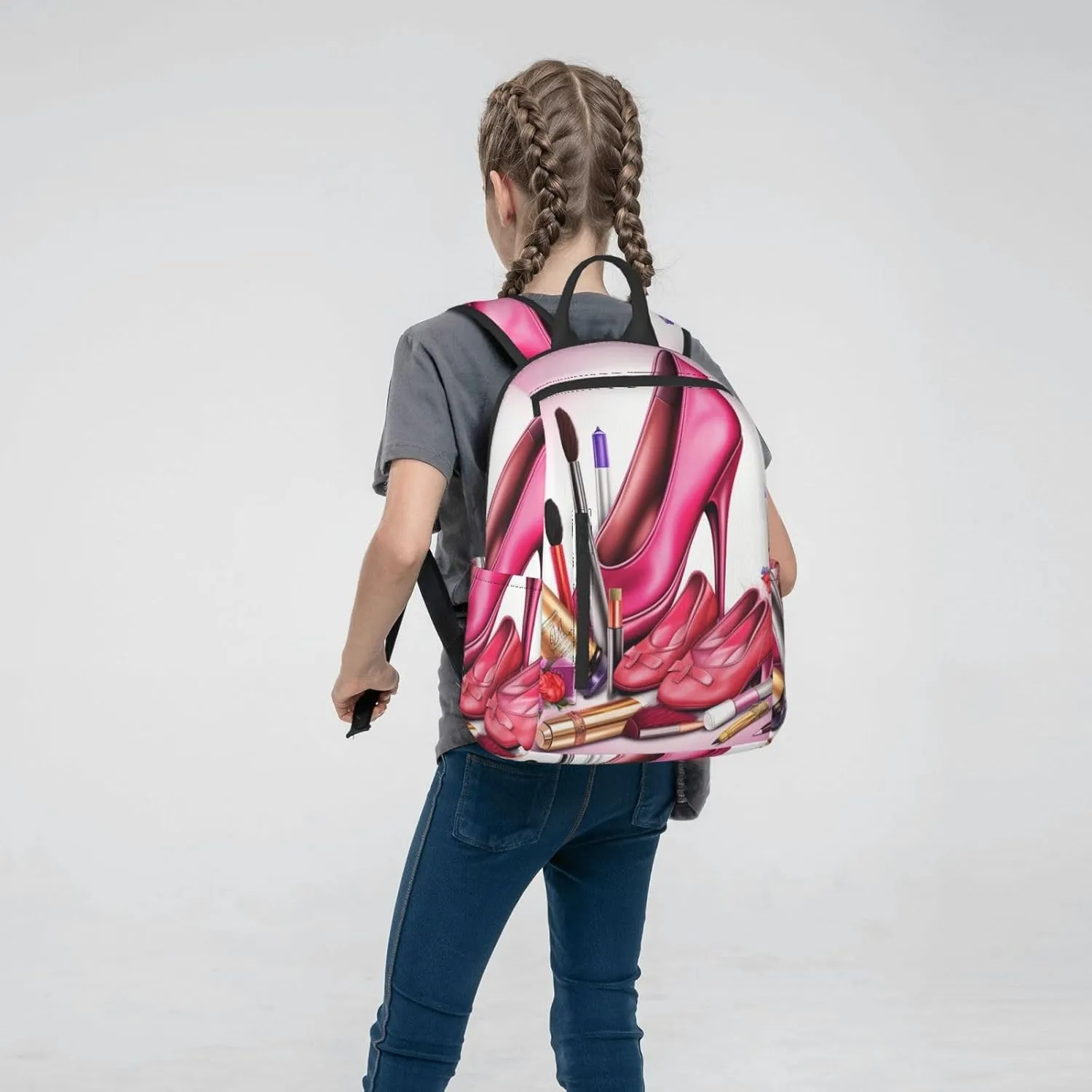 Backpack shoes and makeup Travel Casual Laptop Backpack Adjustable Hiking Daypack for Men Women