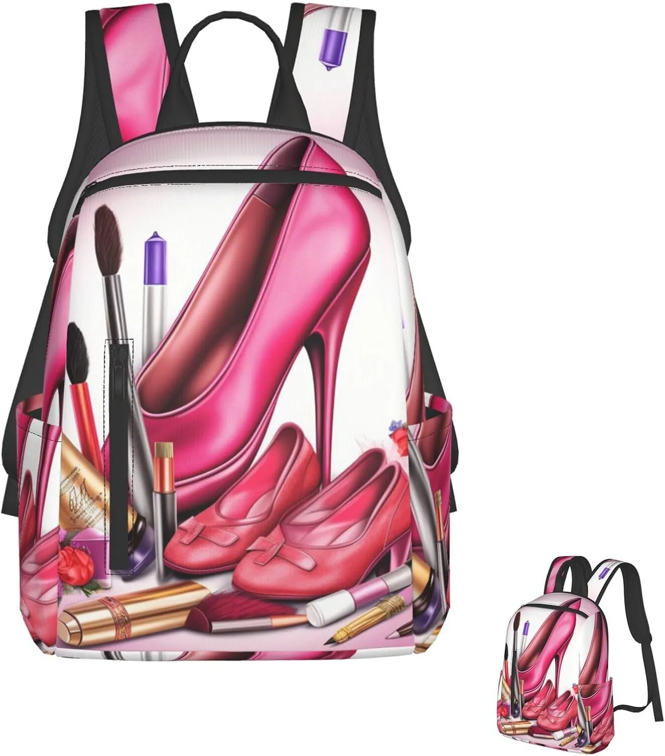 Backpack shoes and makeup Travel Casual Laptop Backpack Adjustable Hiking Daypack for Men Women