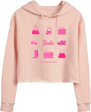 Barbie - Iconic Purse, Shoes, Sunglasses, & Boombox - Doll Sold Separately - Women's Cropped Pullover Hoodie