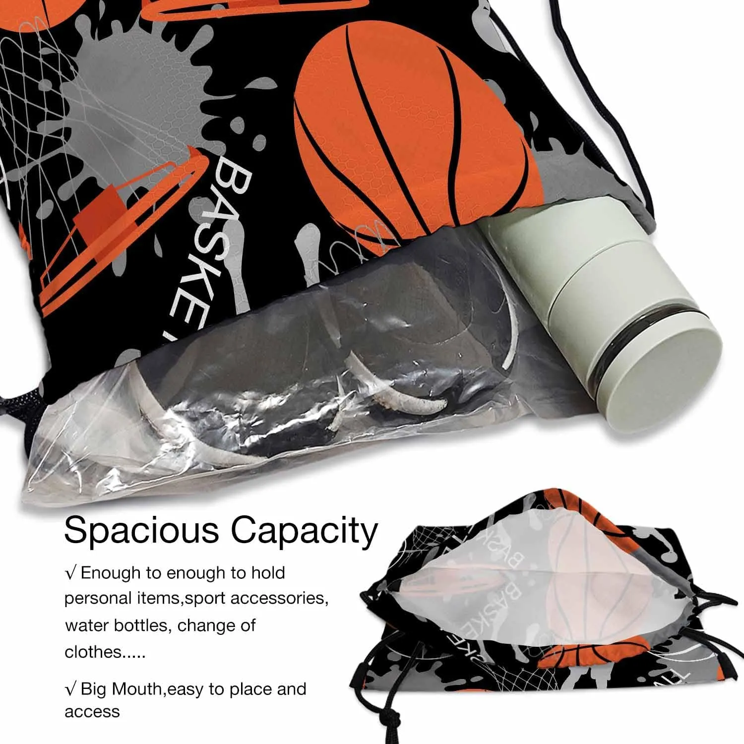 Basketball Game Basketball Player Shooting Orange Basket Balls Gym Backpack Lightweight Waterproof Sports Backpack Stroage Shoes Ball