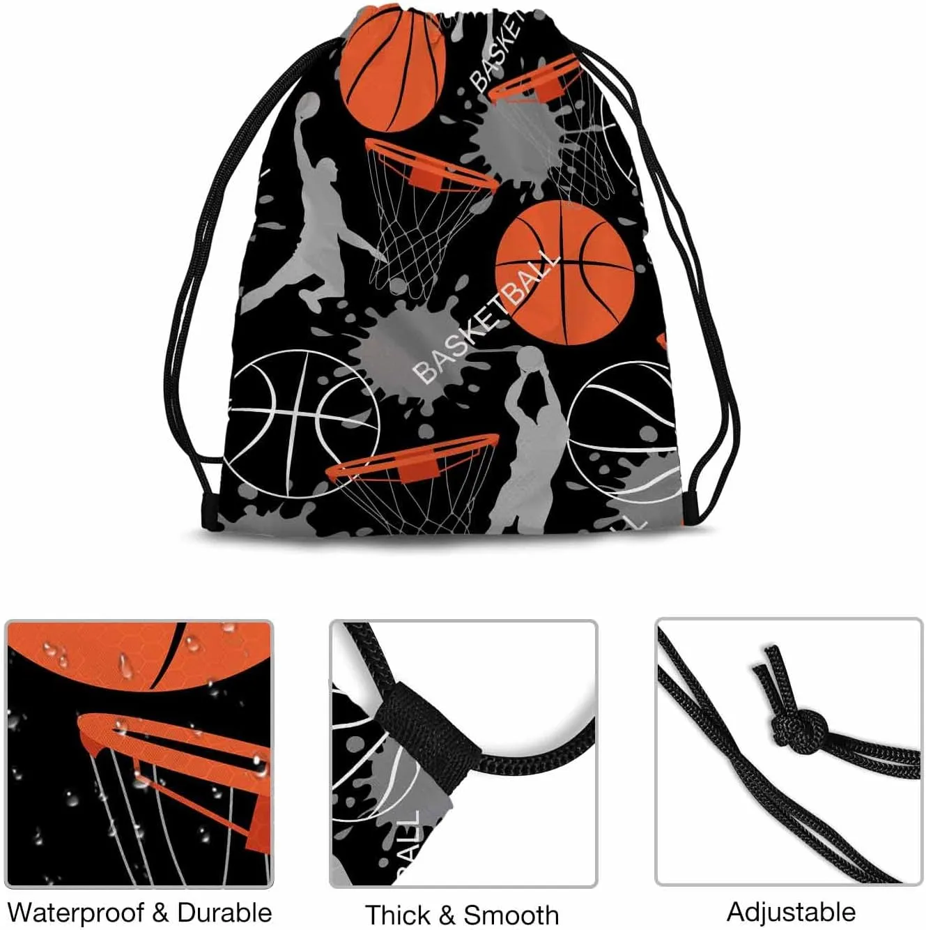 Basketball Game Basketball Player Shooting Orange Basket Balls Gym Backpack Lightweight Waterproof Sports Backpack Stroage Shoes Ball