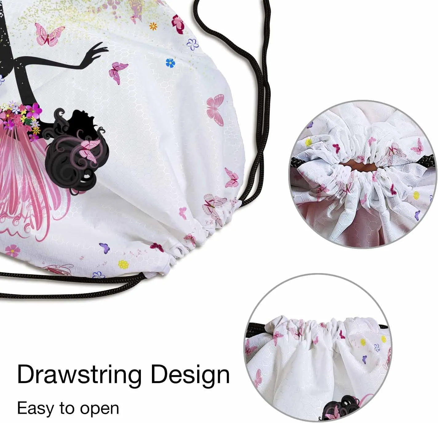 Beautiful Fairy Colorful Flower Dress Pink Butterflies Gym Backpack Lightweight Waterproof Sports Backpack Stroage Shoes Ball