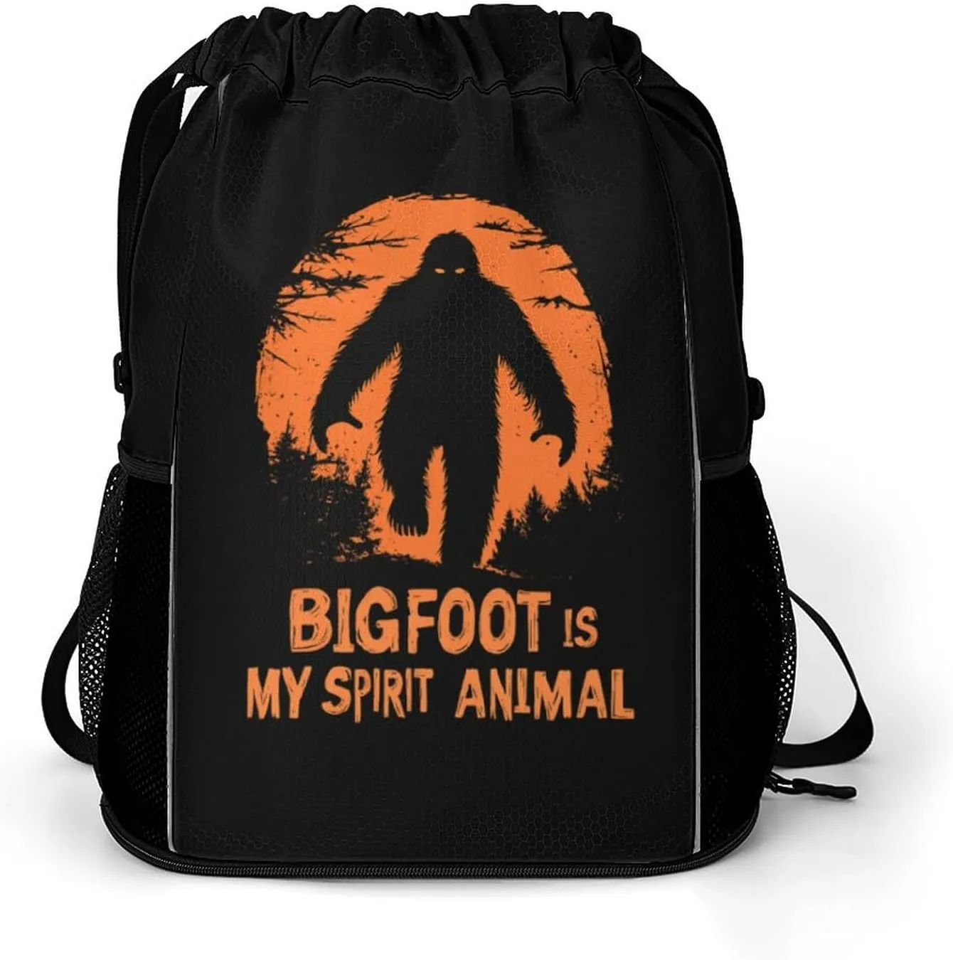 Bigfoot Is My Spirit Animal Drawstring Backpack String Bag Sports Gym Sackpack with Side Pocket Shoes Compartment