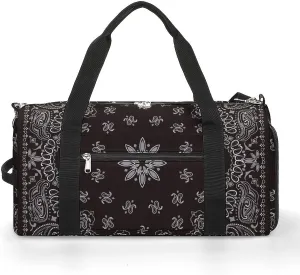 Black Paisley Bandana Sports Gym Bag With Shoes Compartment Lightweight Duffel Carryon Overnight Travel Pack
