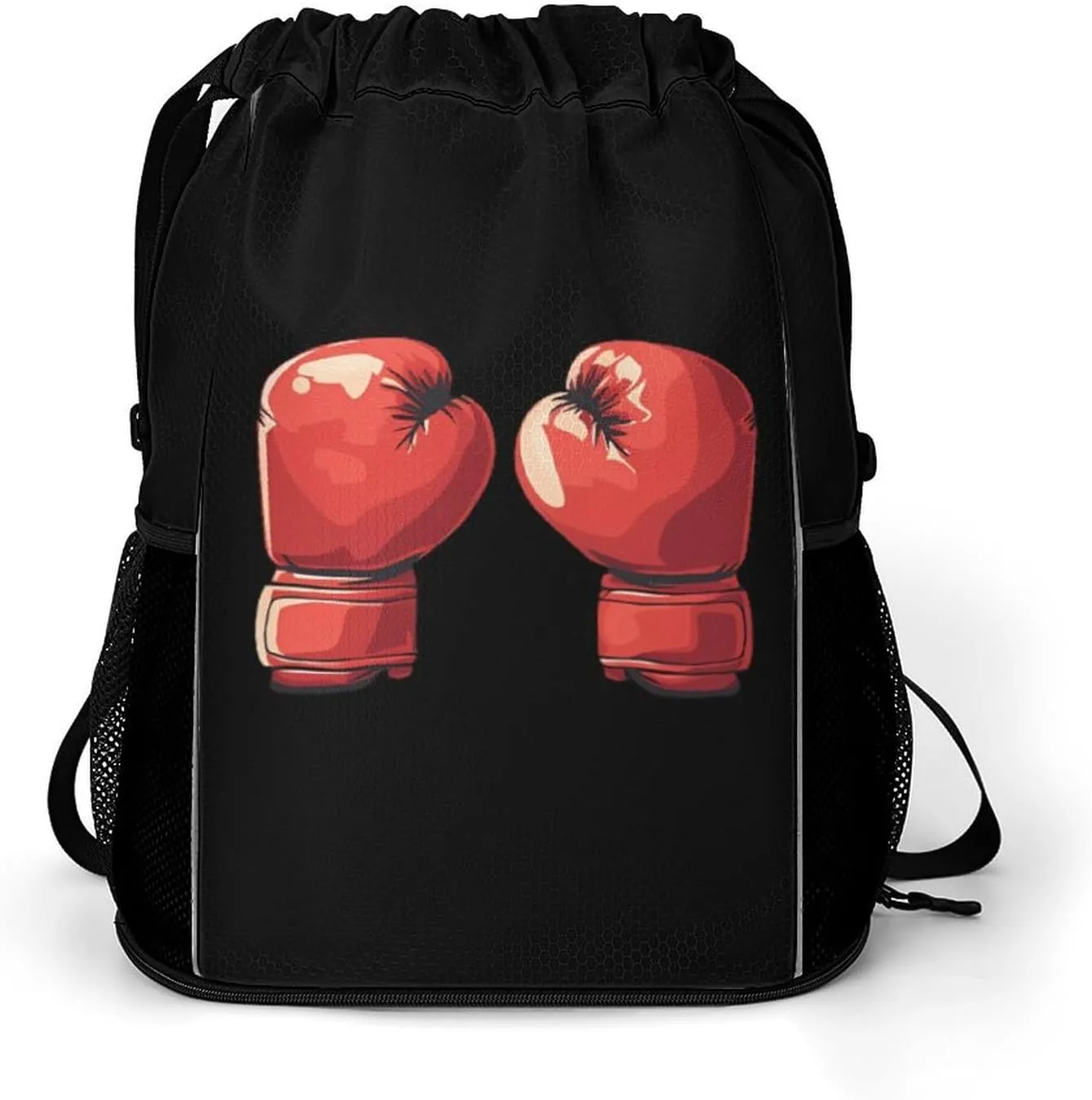Boxing Gloves Drawstring Backpack String Bag Sports Gym Sackpack with Side Pocket Shoes Compartment