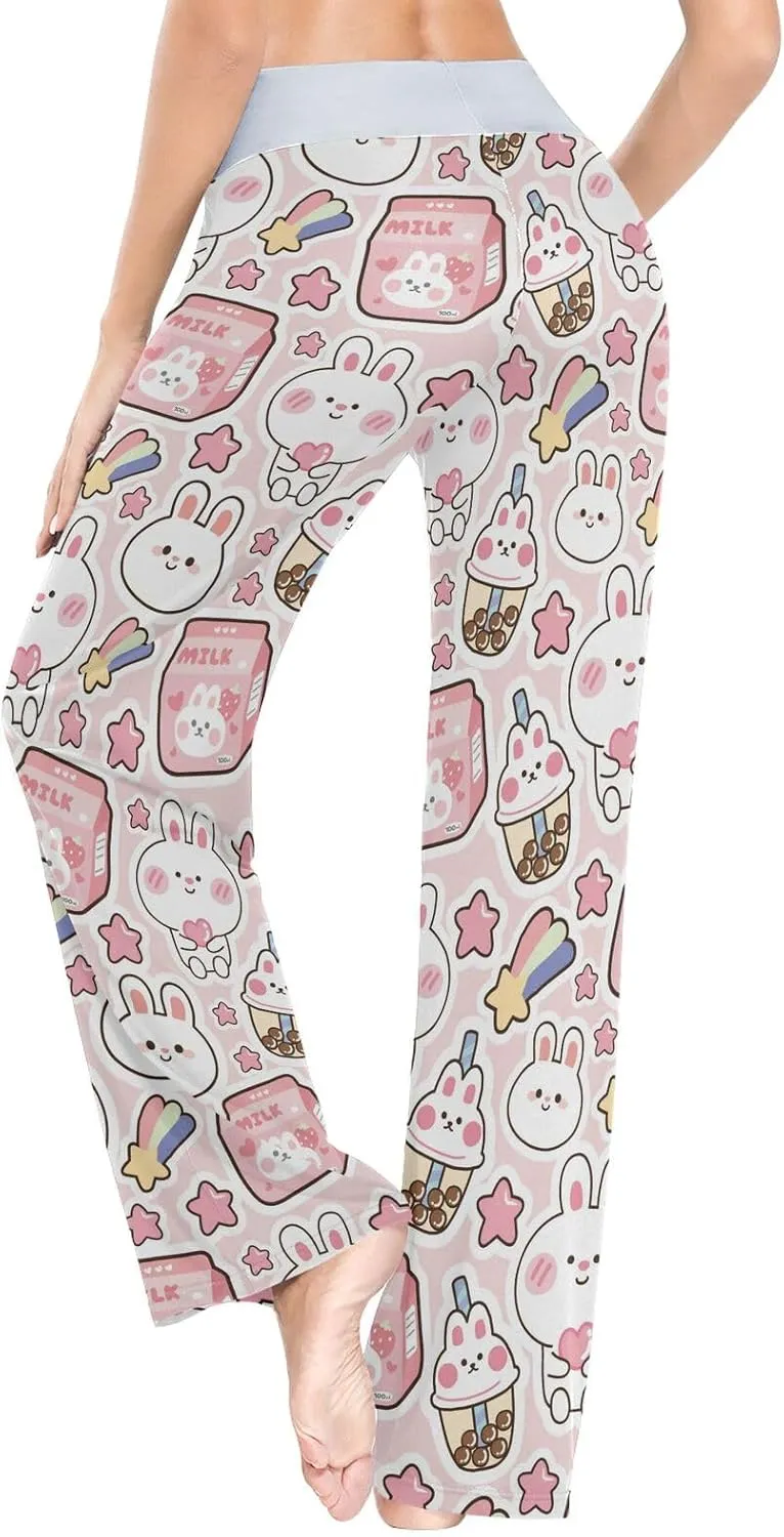 Caikeny Colorful Ballet Shoes Women's Pajama Pants Stripe Casual Lounge Pant Wide Leg Jogger Slpperwear Girl PJS XS