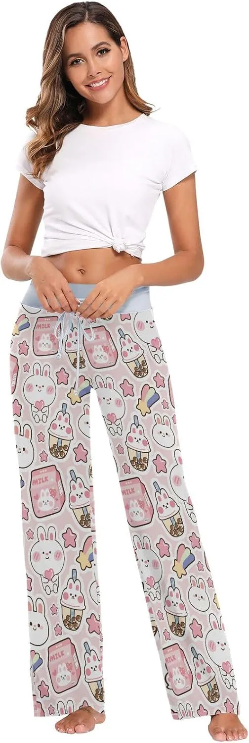 Caikeny Colorful Ballet Shoes Women's Pajama Pants Stripe Casual Lounge Pant Wide Leg Jogger Slpperwear Girl PJS XS