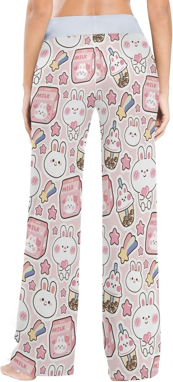 Caikeny Colorful Ballet Shoes Women's Pajama Pants Stripe Casual Lounge Pant Wide Leg Jogger Slpperwear Girl PJS XS
