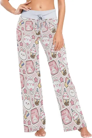 Caikeny Colorful Ballet Shoes Women's Pajama Pants Stripe Casual Lounge Pant Wide Leg Jogger Slpperwear Girl PJS XS