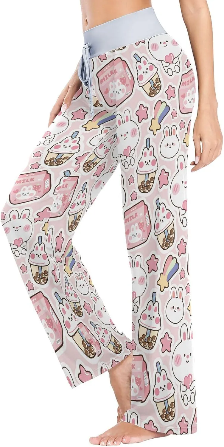 Caikeny Colorful Ballet Shoes Women's Pajama Pants Stripe Casual Lounge Pant Wide Leg Jogger Slpperwear Girl PJS XS