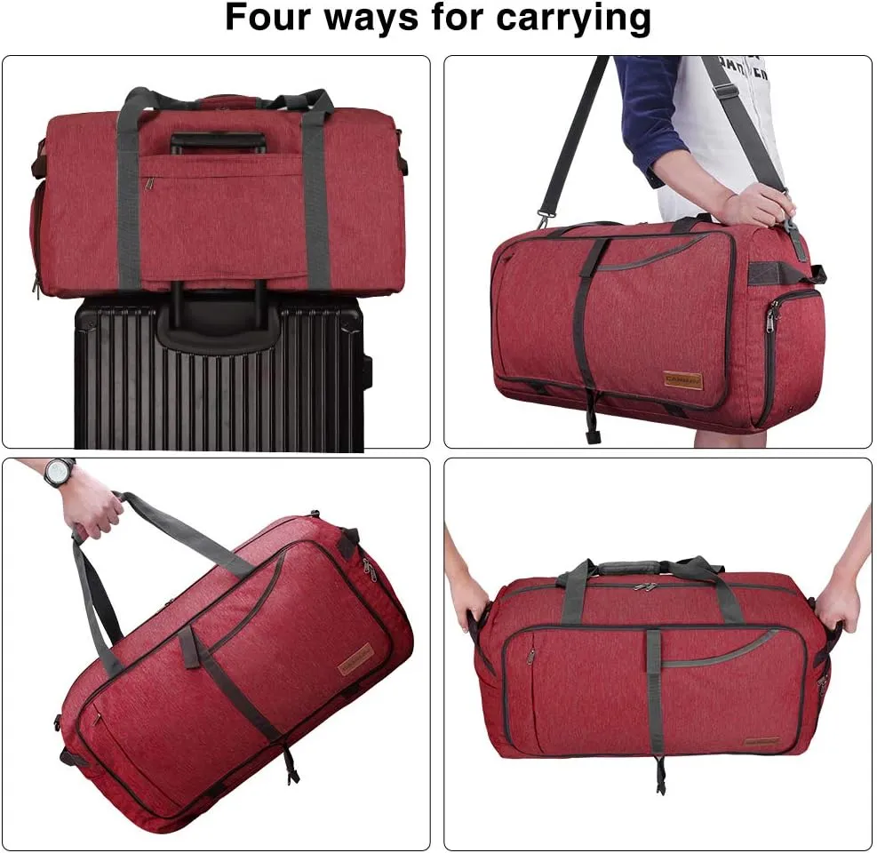 Canway 85L Travel Duffel Bag, Foldable Weekender Bag with Shoes Compartment for Men Women Water-proof & Tear Resistant