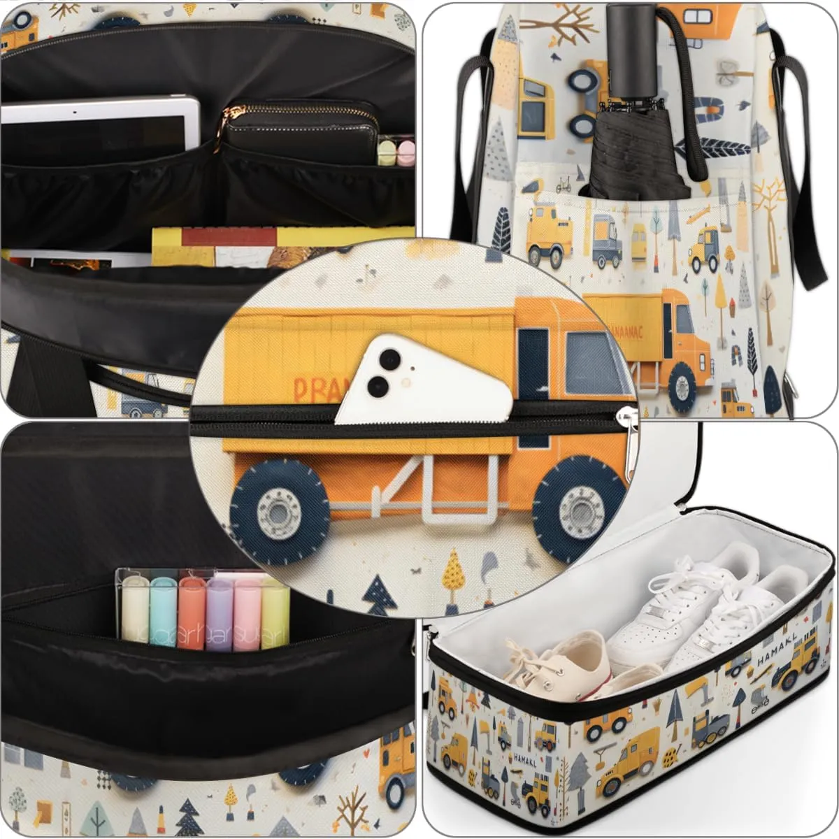 Cars Pattern Foldable Travel Duffel Bag Overnight Weekender Bag with Shoes Compartment Sports Gym Bag for Men Women