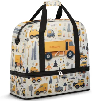 Cars Pattern Foldable Travel Duffel Bag Overnight Weekender Bag with Shoes Compartment Sports Gym Bag for Men Women