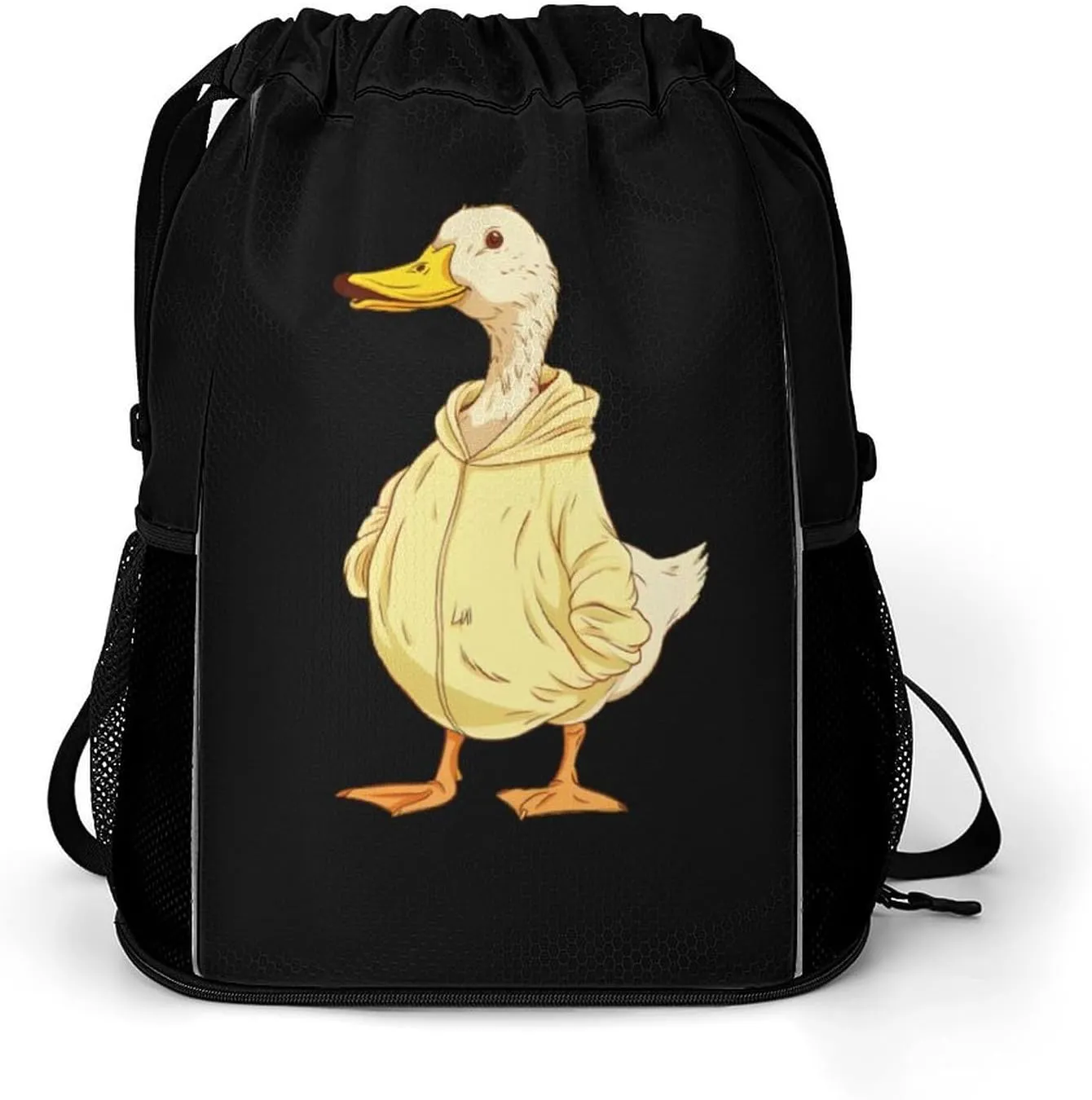 Cool Duck In Sweatshirt Drawstring Backpack String Bag Sports Gym Sackpack with Side Pocket Shoes Compartment