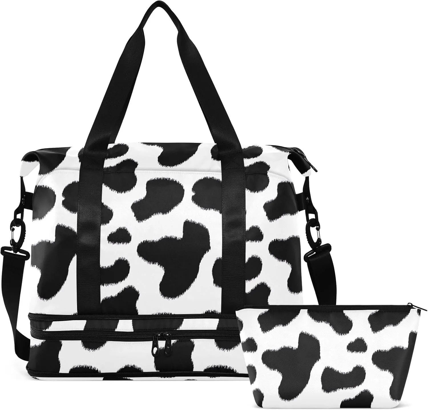 Cow Stripes Travel Duffel Waterproof Mens Weekender Travel Bag with Wet Pocket and Shoes Compartment
