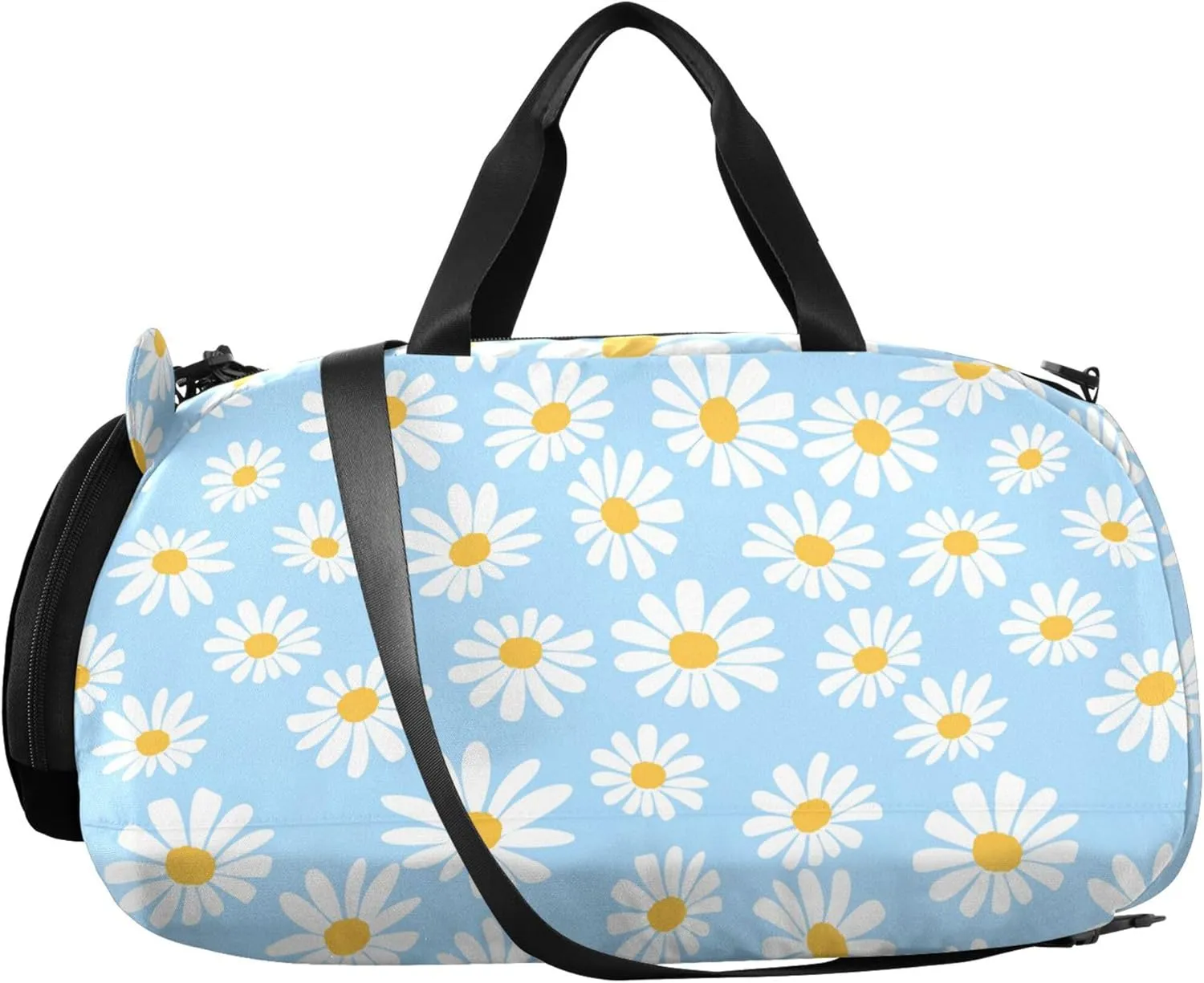 Daisy Flower Blue Gym Duffel Bag with Shoes Compartment Large Capacity Gymnastics Sports Bag for Boys and Girls
