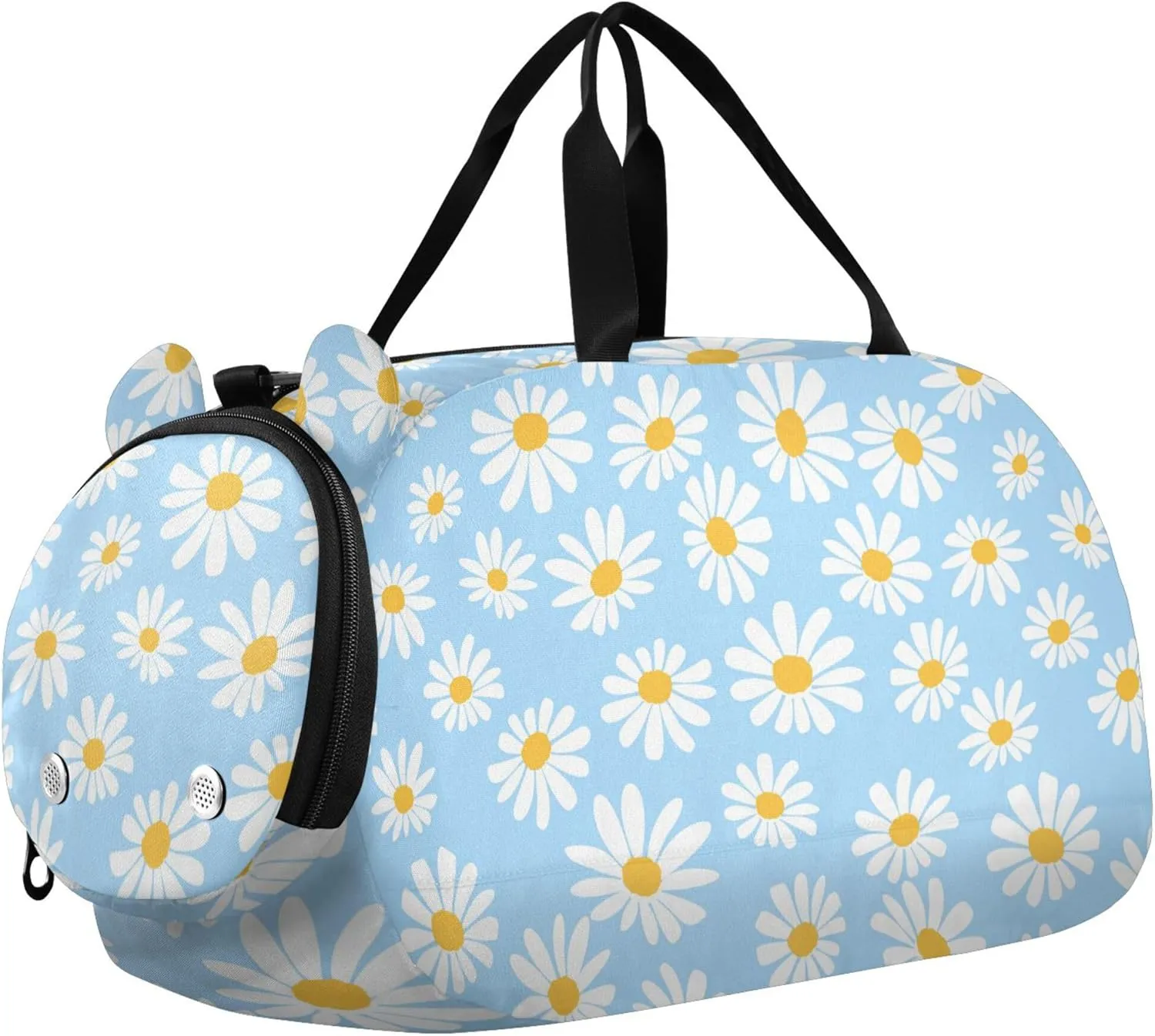 Daisy Flower Blue Gym Duffel Bag with Shoes Compartment Large Capacity Gymnastics Sports Bag for Boys and Girls