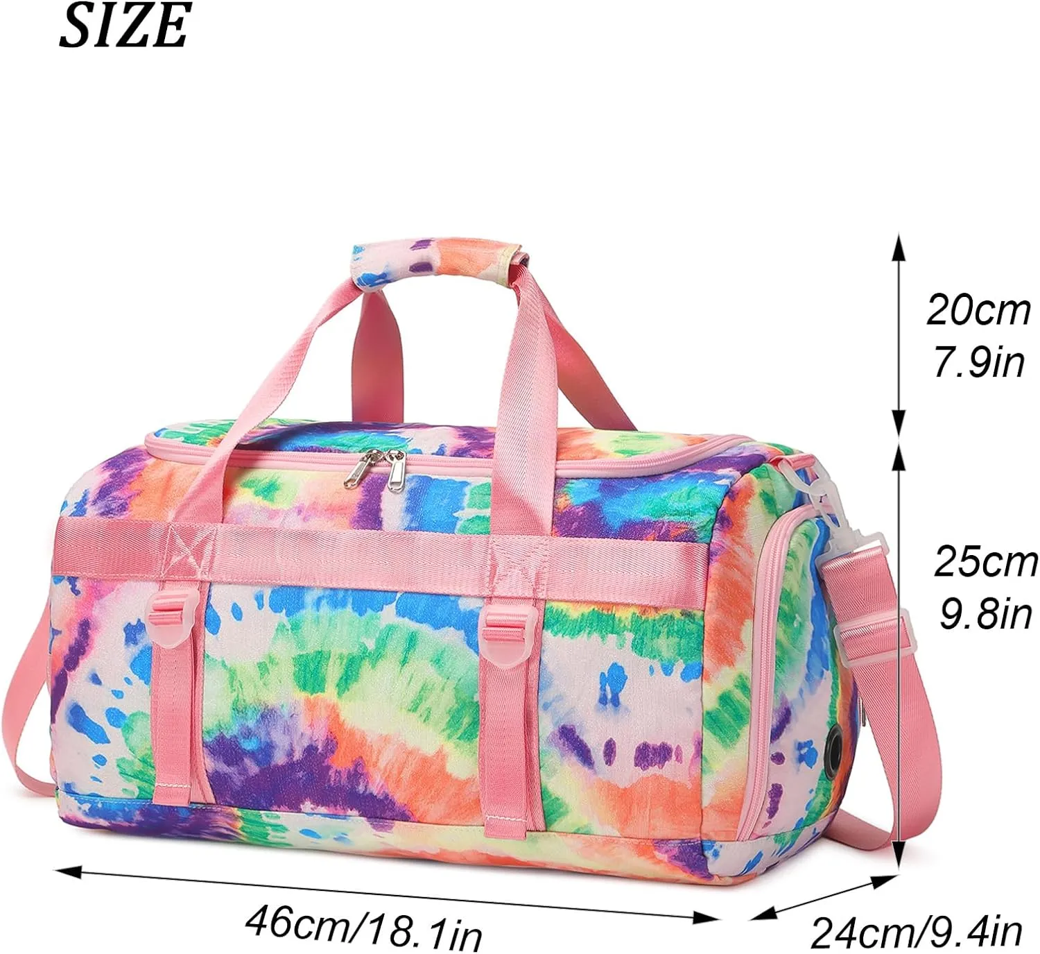 Dance Bag For Girls, Gymnastic Bags With Shoes Compartment Weekender Overnight Bag For Travel Lightweight Waterproof(Blue)