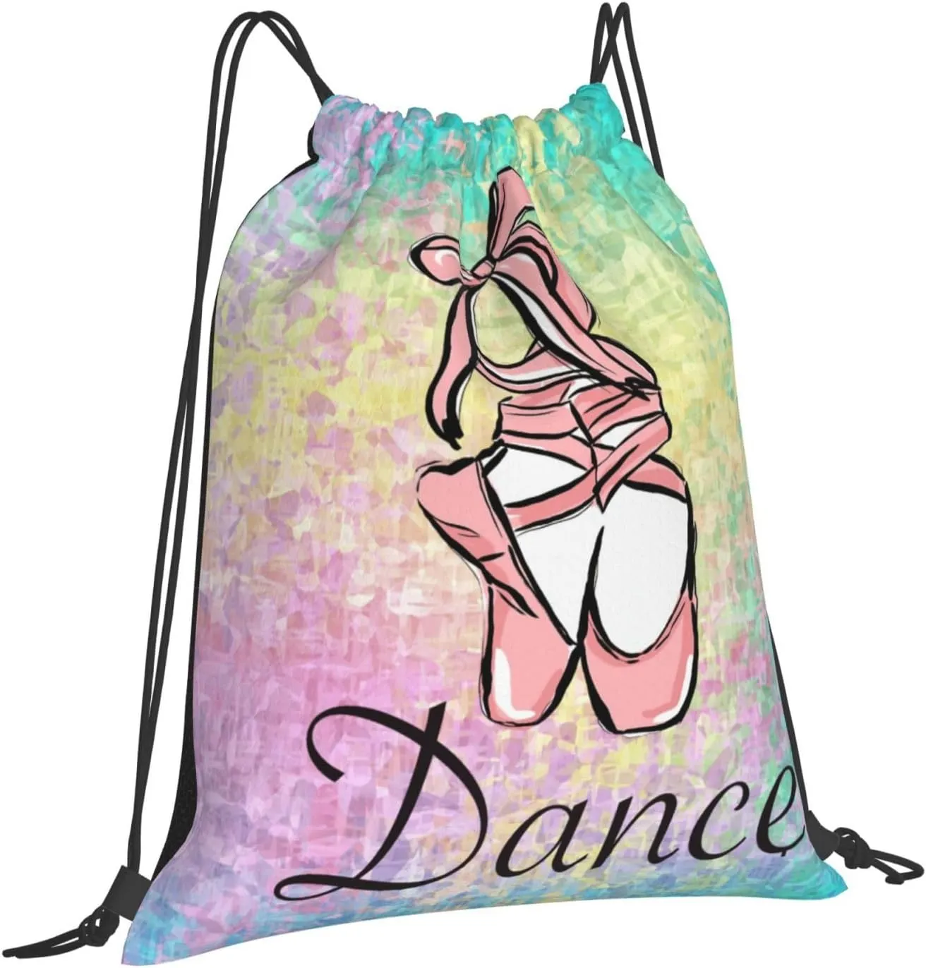 Dance Shoes Drawstring Backpack Sports Gym Sack Sackpack String Bag Cinch Bag For Yoga Travel Shopping Women Men