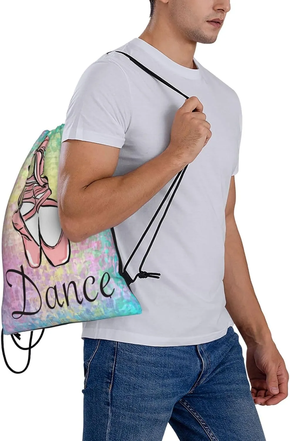 Dance Shoes Drawstring Backpack Sports Gym Sack Sackpack String Bag Cinch Bag For Yoga Travel Shopping Women Men