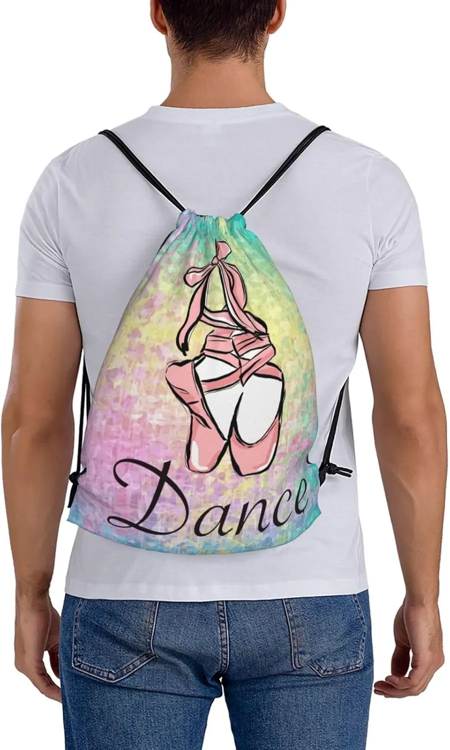 Dance Shoes Drawstring Backpack Sports Gym Sack Sackpack String Bag Cinch Bag For Yoga Travel Shopping Women Men