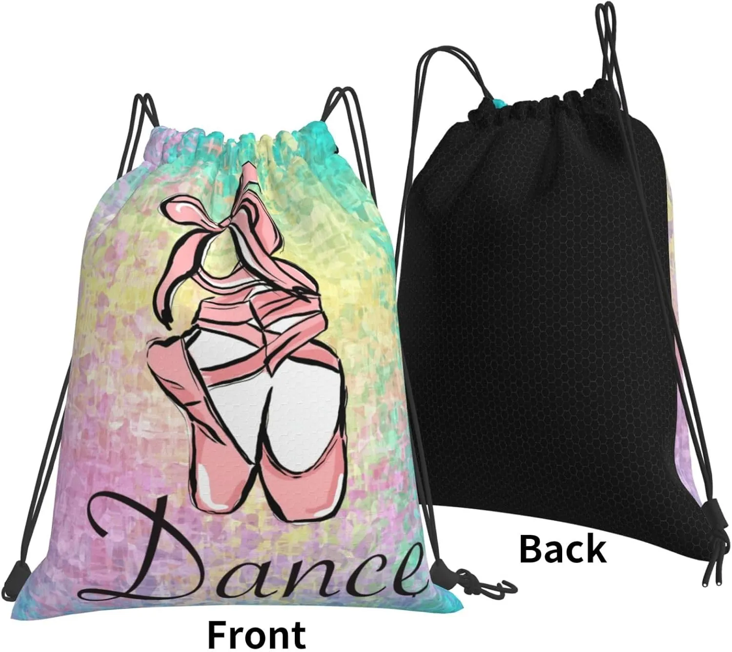 Dance Shoes Drawstring Backpack Sports Gym Sack Sackpack String Bag Cinch Bag For Yoga Travel Shopping Women Men