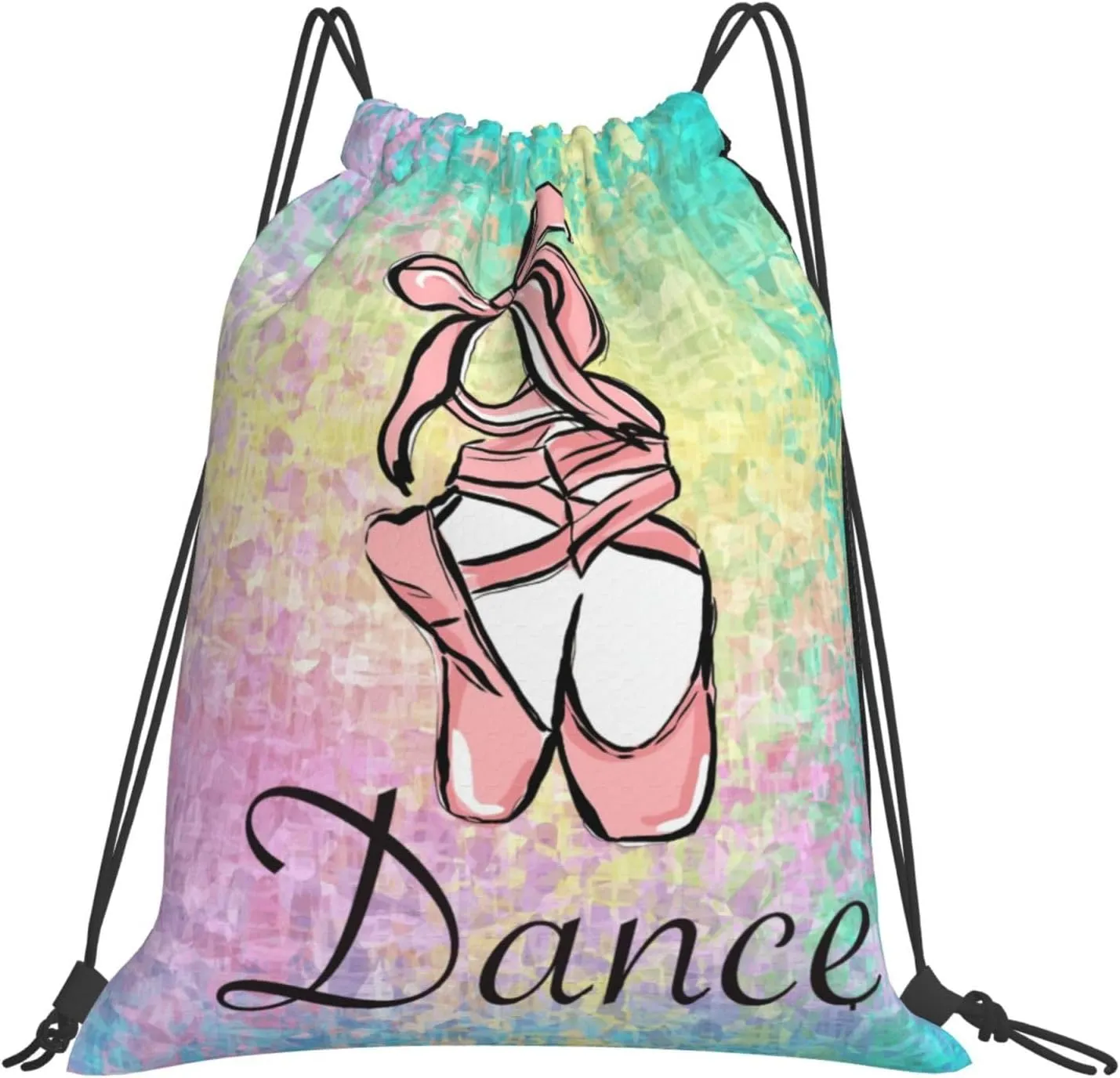 Dance Shoes Drawstring Backpack Sports Gym Sack Sackpack String Bag Cinch Bag For Yoga Travel Shopping Women Men
