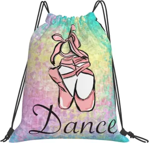 Dance Shoes Drawstring Backpack Sports Gym Sack Sackpack String Bag Cinch Bag For Yoga Travel Shopping Women Men