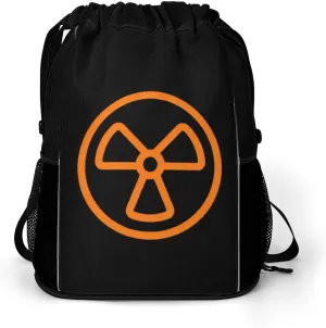 Dangerous Nuclear Radiation Drawstring Backpack String Bag Sports Gym Sackpack with Side Pocket Shoes Compartment