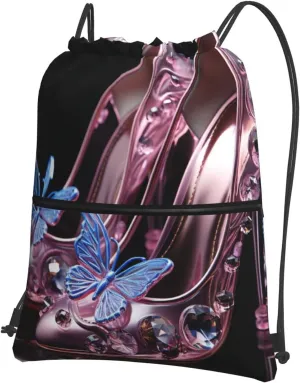 Drawstring Backpack String Bag Sackpack Waterproof Sports Gym Bag Floral Shoes Cinch Sack
