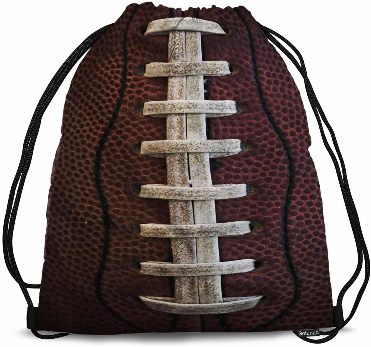 Drawstring Bag American Football Waterproof Basketball Bag Ball with Visible Laces Stitches Pigskin Pattern Stroage Shoes Ball