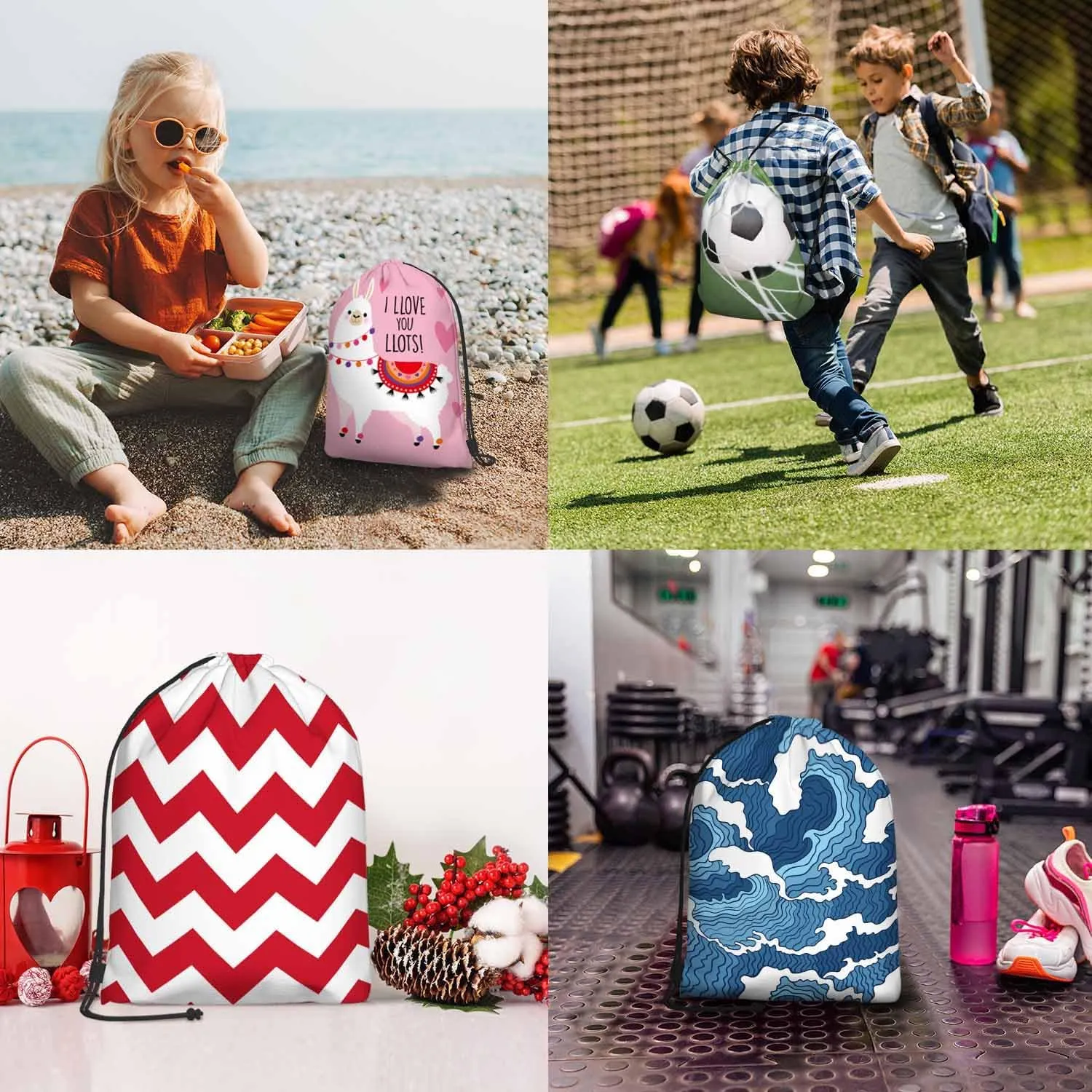 Drawstring Bag American Football Waterproof Basketball Bag Ball with Visible Laces Stitches Pigskin Pattern Stroage Shoes Ball
