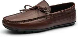 Easy to Put and Remove. Shoes Smoking Loafer for Men Deck Shoes 1-Eye Genuine Leather Stitching Details Round Toe Flexible Resistant Lightweight Flat Heel Anti-Slip Driving for All Occasions