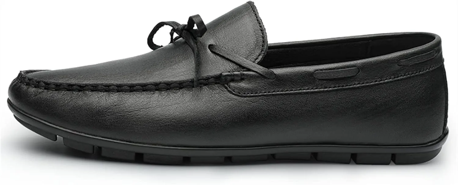 Easy to Put and Remove. Shoes Smoking Loafer for Men Deck Shoes 1-Eye Genuine Leather Stitching Details Round Toe Flexible Resistant Lightweight Flat Heel Anti-Slip Driving for All Occasions