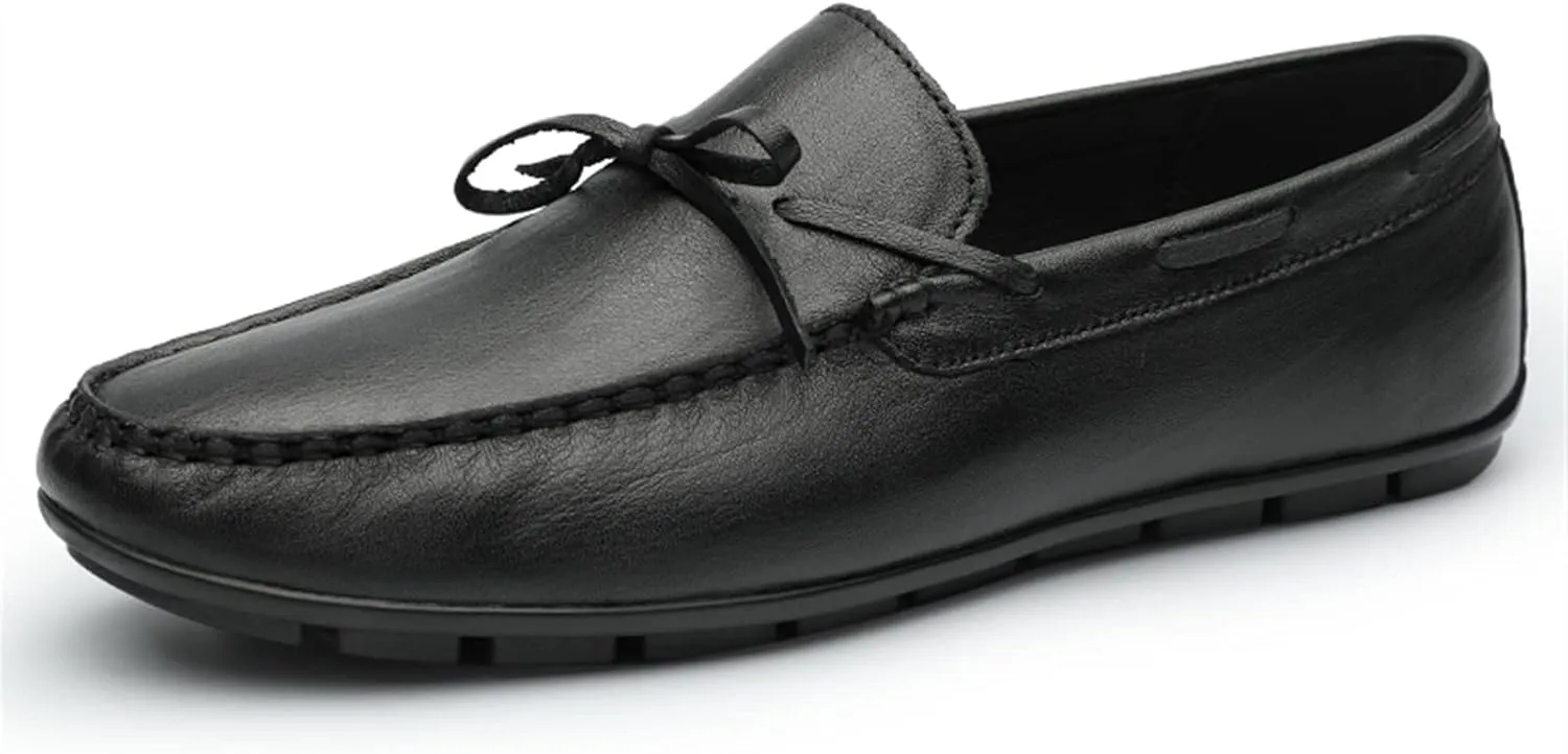 Easy to Put and Remove. Shoes Smoking Loafer for Men Deck Shoes 1-Eye Genuine Leather Stitching Details Round Toe Flexible Resistant Lightweight Flat Heel Anti-Slip Driving for All Occasions