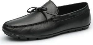Easy to Put and Remove. Shoes Smoking Loafer for Men Deck Shoes 1-Eye Genuine Leather Stitching Details Round Toe Flexible Resistant Lightweight Flat Heel Anti-Slip Driving for All Occasions