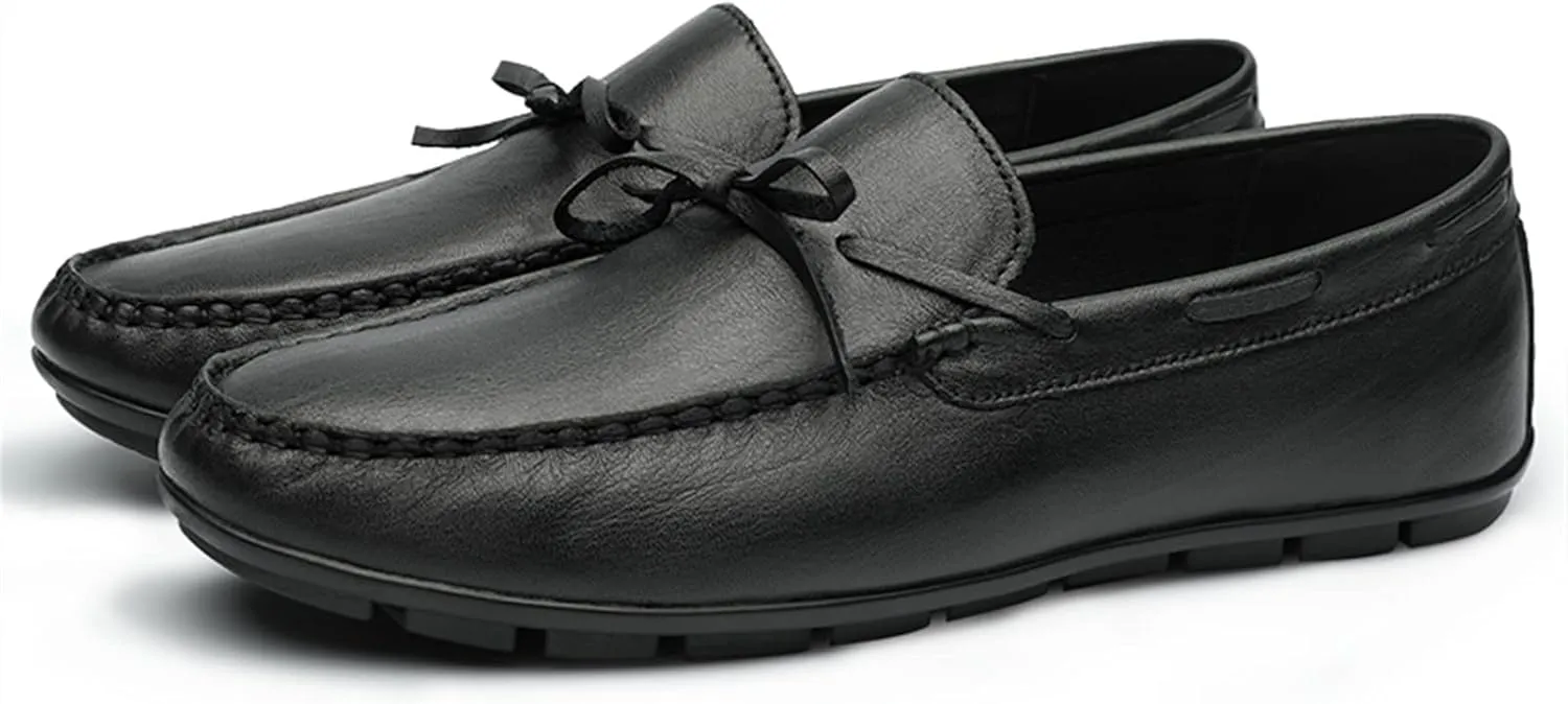 Easy to Put and Remove. Shoes Smoking Loafer for Men Deck Shoes 1-Eye Genuine Leather Stitching Details Round Toe Flexible Resistant Lightweight Flat Heel Anti-Slip Driving for All Occasions