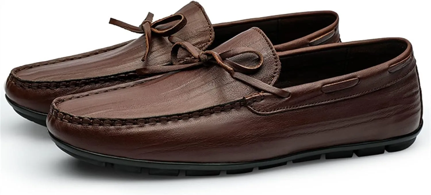 Easy to Put and Remove. Shoes Smoking Loafer for Men Deck Shoes 1-Eye Genuine Leather Stitching Details Round Toe Flexible Resistant Lightweight Flat Heel Anti-Slip Driving for All Occasions