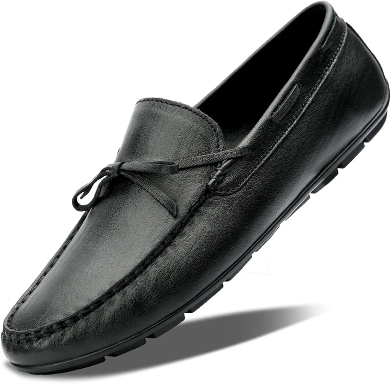 Easy to Put and Remove. Shoes Smoking Loafer for Men Deck Shoes 1-Eye Genuine Leather Stitching Details Round Toe Flexible Resistant Lightweight Flat Heel Anti-Slip Driving for All Occasions