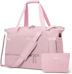 ETRONIK Weekender Bag for Women, Gym Bag with Shoes Compartment, Pink, Medium, Gym Bag With Usb Charging Port