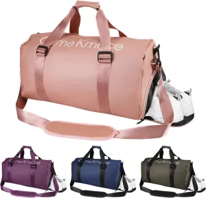 Eyein Sports Gym Bag, Travel Duffel Bag with Wet PocketAdjustable Strap & Shoes Compartment for Men Women Lightweight (Pink)