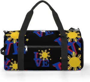 Filipino Sun Love Sports Gym Bag With Shoes Compartment Lightweight Duffel Carryon Overnight Travel Pack