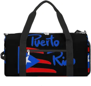 Flag Puerto Rico Sports Tote Gym Bag with Shoes Compartment Travel Duffle Handbag